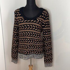 Black and Tan Patterned Women's Sweater